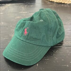 Ralph Lauren Green Cap with Pink Logo